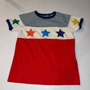 Mini Boden Kids Star T-Shirt 5-6 Years Boys Girls Navy Colorful Stars Color Bloc